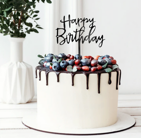 TOPPER NA TORT HAPPY BIRTHDAY CZARNY 1SZT.