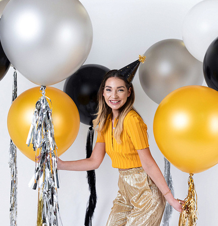 BALON LATEKSOWY METALLIC 60 CM  1 SZT OKRĄGŁY SILVER SNOW