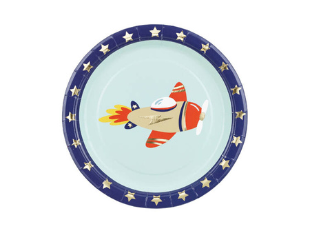 TALERZYKI PAPIEROWE SAMOLOT 18 CM 6 SZT.