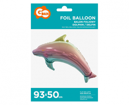 BALON FOLIOWY TĘCZOWY DELFIN 93 CM