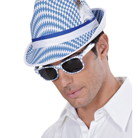 OKULARY BAWARSKIE NIEBIESKO-BIAŁA KRATKA 