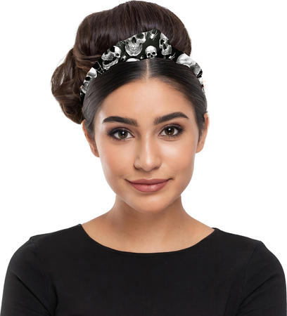 OPASKA NA GŁOWĘ CZASZKI CZARNA HALLOWEEN