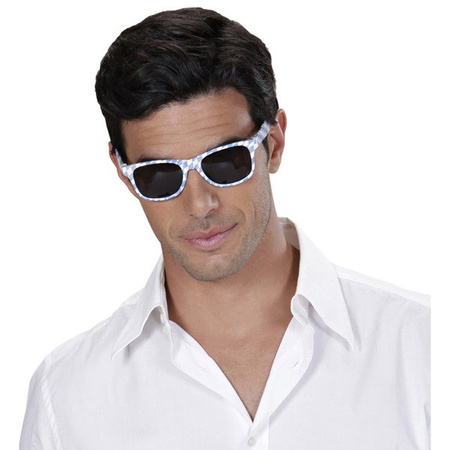 OKULARY BAWARSKIE NIEBIESKO-BIAŁA KRATKA 