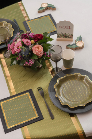 SERWETKI PAPIEROWE ZŁOTE KROPKI OLIWKOWE 33X33 CM 20 SZT