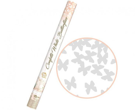 TUBA KONFETTI MOTYLKI BIAŁE 60 CM