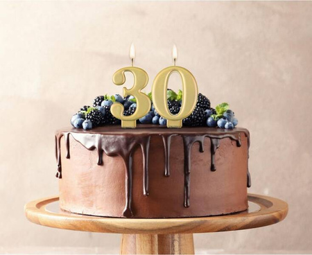 ŚWIECZKA CYFRA 0 ZŁOTA METALICZNA 8 CM