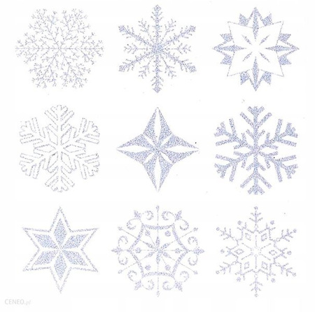 NAKLEJKI BROKATOWE ŚNIEŻYNKI 9szt