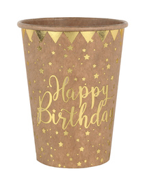 KUBECZKI PAPIEROWE URODZINY GWIAZDKI KRAFT 270ML 10SZT