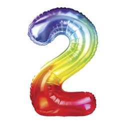 BALON FOLIOWY CYFRA 2 TĘCZOWY