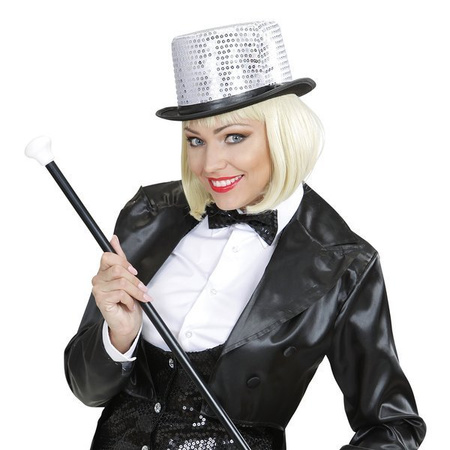 KAPELUSZ CEKINOWY SREBRNO CZARNY