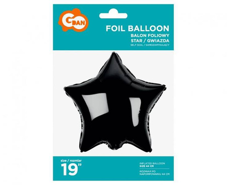 BALON FOLIOWY GWIAZDA CZARNA 44 CM