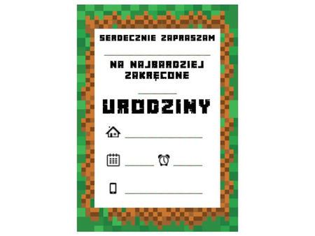 ZAPROSZENIA PIKSELE 6 SZT