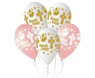 BALONY LATEKSOWE CHRZEST ŚWIĘTY DZIEWCZYNKA 5 SZT