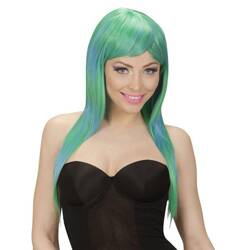 PERUKA DAMSKA ZIELONA NIEBIESKA