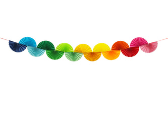 GIRLANDA PAPIEROWA TĘCZOWE WACHLARZE 2,5 M