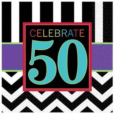 SERWETKI PAPIEROWE 50 URODZINY 33X33 CM