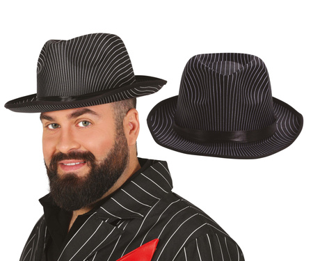 KAPELUSZ GANGSTERSKI CZARNY W PASKI