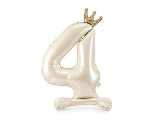 STOJĄCY BALON FOLIOWY CYFRA 4 84 CM JASNY KREM