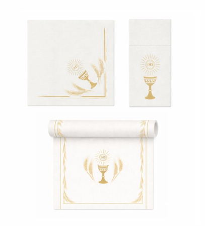 ZESTAW AIRLAID KOMUNIA BIEŻNIK+SERWETKI+SERWETKI NA SZTUĆCE