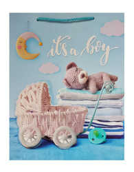 TORBA PREZENTOWA ITS A BOY WÓZEK 26 X 32 X 10 CM