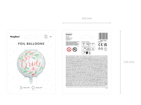 BALON FOLIOWY BRIDE KWIATY 45 CM
