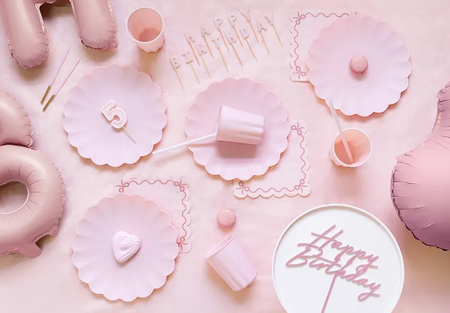 TALERZYKI PLASTIKOWE FALBANKA 22 X 22 CM RÓŻOWY 4 SZT