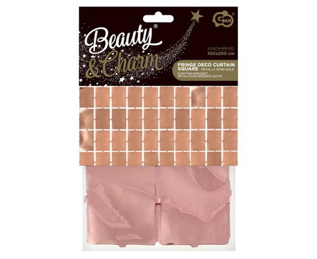 KURTYNA KWADRAT METALICZNA RÓŻOWO-ZŁOTA 100 X 200 CM