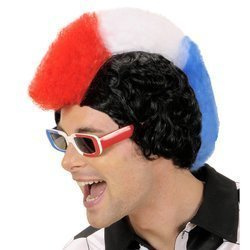 PERUKA KIBICA MĘSKA CZERWONO-BIAŁO-NIEBIESKA