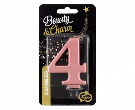 ŚWIECZKA CYFRA 4 RÓŻOWA