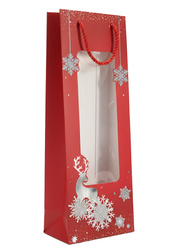 TOREBKA PREZENTOWA ŚWIĄTECZNA NA BUTELKĘ Z OKIENKIEM 35 X 12 X 9 CM