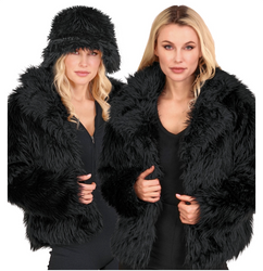 FUTRO DAMSKIE CZARNE Z PLUSZU RETRO