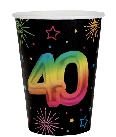 KUBECZKI PAPIEROWE FIESTA 40 URODZINY 270 ML 6 SZT