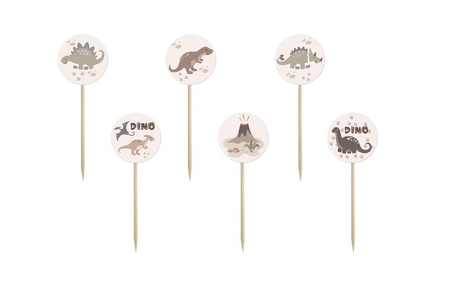 PIKERY NA TORT DINOZAURY 6 SZT