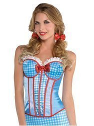 GORSET W NIEBIESKO-BIAŁĄ KRATKĘ