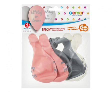 BALONY LATEKSOWE RÓŻOWE WITAJ W DOMU 30 CM 6 SZT