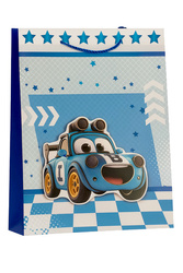 TOREBKA PREZENTOWA SŁODKI SAMOCHODZIK NIEBIESKA 26 X 32 X 10 CM