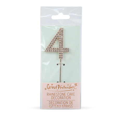 TOPPER NA TORT LICZBA 4 , METALOWY , SREBRNY 10 cm