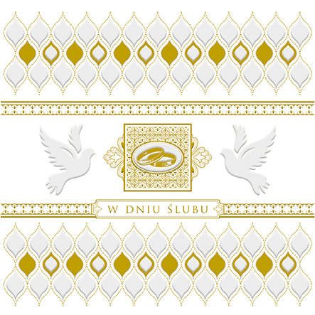 KARTKA Z OKAZJI ŚLUBU OBRĄCZKI BIAŁE GOŁĘBIE ZŁOTO