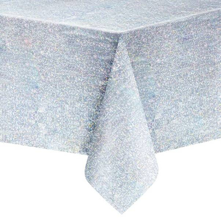 OBRUS HOLOGRAFICZNY SREBRNY 137x274cm