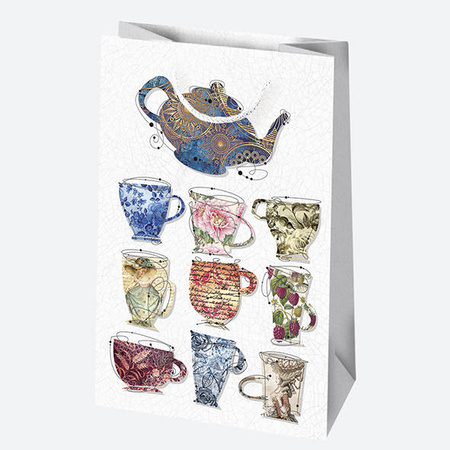 TOREBKA PREZENTOWA Z MOTYWEM FILIŻANEK 16X24X7 CM