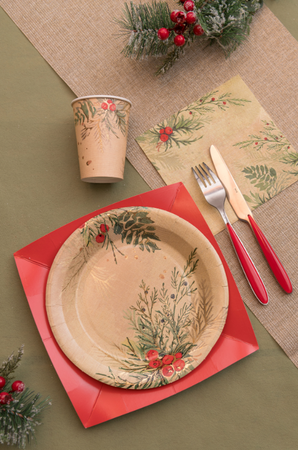 SERWETKI PAPIEROWE ŚWIĄTECZNE JARZĘBINA 33 CM 10 SZT