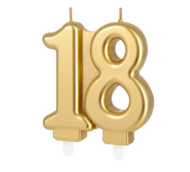 ŚWIECZKA URODZINOWA CYFRA 18 7,7 CM ZŁOTA