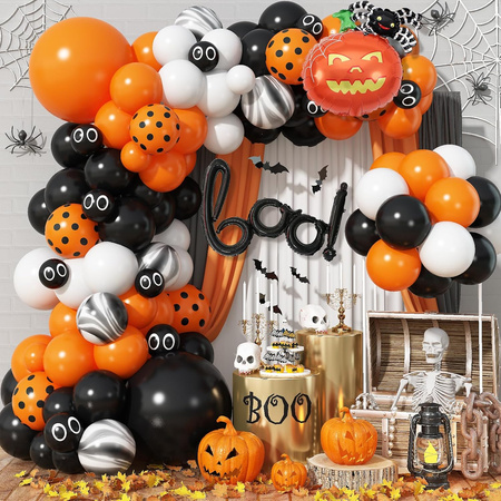 ZESTAW BALONÓW LATEKSOWYCH: CZARNE + POMARAŃĆZOWE  20 SZTUK 26 CM 