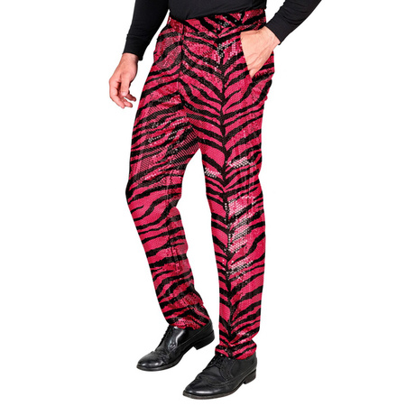 SPODNIE MĘSKIE CEKINOWE RÓŻOWE TYGRYS 