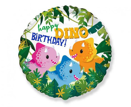Balon foliowy 18 cali 48 cm Happy Birthday Dino dinozaury urodziny party