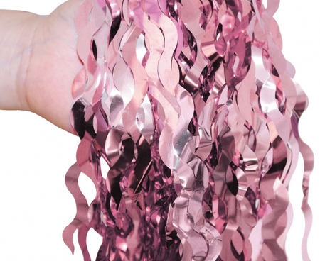 KURTYNA SPIRALE METALICZNA RÓŻOWA 100 X 200 CM