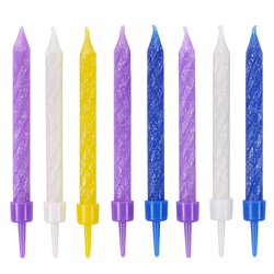 ŚWIECZKI URODZINOWE KOLOROWE EKO BROKAT 12 SZT