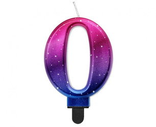 ŚWIECZKA URODZINOWA CYFRA 0 KOSMOS OMBRE 8 CM
