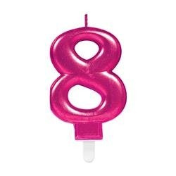 ŚWIECZKA URODZINOWA CYFRA 8 RÓŻOWA