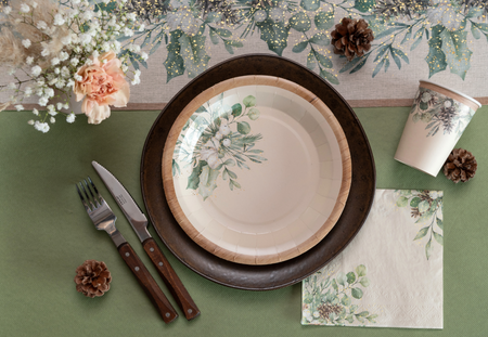 TALERZYKI PAPIEROWE ZIMOWY LAS 23 CM 10 SZT